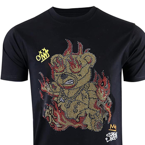 Recién llegado, camiseta de calle de algodón 100% para hombre, camiseta personalizada de alto rendimiento, diseño deportivo resistente con diamantes de imitación - Product Image 6