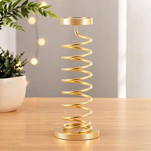 Tarro de vela de Metal chapado en oro festivo de Navidad moderno elegante decoración de soporte de pilar único para actividades de centro de mesa - Product Image 2