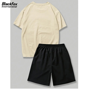 Men Casual Outfit Set, Polyester Blend, Round Neck, <b>Short</b> <b>Sleeve</b> <b>Shirt</b> And Drawstring Pants Summer Cotton <b>Shirt</b> & <b>Short</b> Sets - Product Image 2