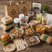Ensemble d'emballages personnalisés pour café AT PACK : gobelets en papier, sacs, boîtes alimentaires, bols, fournitures à emporter, solution tout-en-un