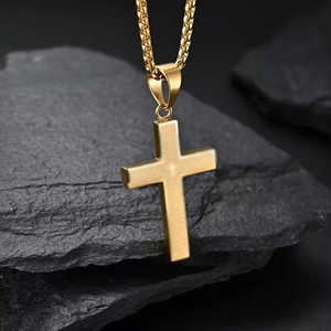 Collier pendentif croix en acier inoxydable pour homme, bijoux simples et élégants avec symbole religieux chrétien - Product Image 3