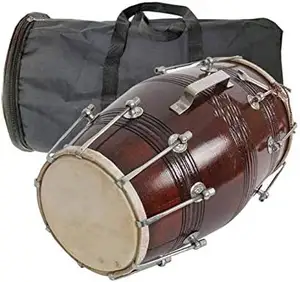 Dholak instrumen musik Drum produsen musik India Dholak kayu buatan tangan profesional dengan tas instrumen musik Dholak