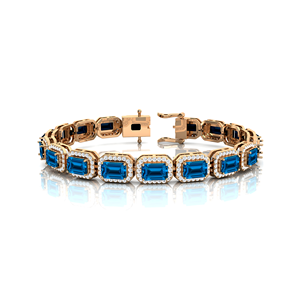 14K Gold Diamond for Blue <b>Topaz</b> Tennis <b>Bracelet</b> for Women-Elegant Bridal Gift Jewelry - Product Image 2
