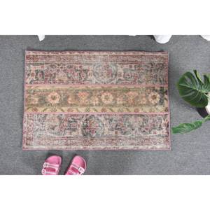 Elégant tapis vintage en laine turque rose et beige de 19x28ft motif patchwork avec support en latex décor à la maison pièce de déclaration - Product Image 1