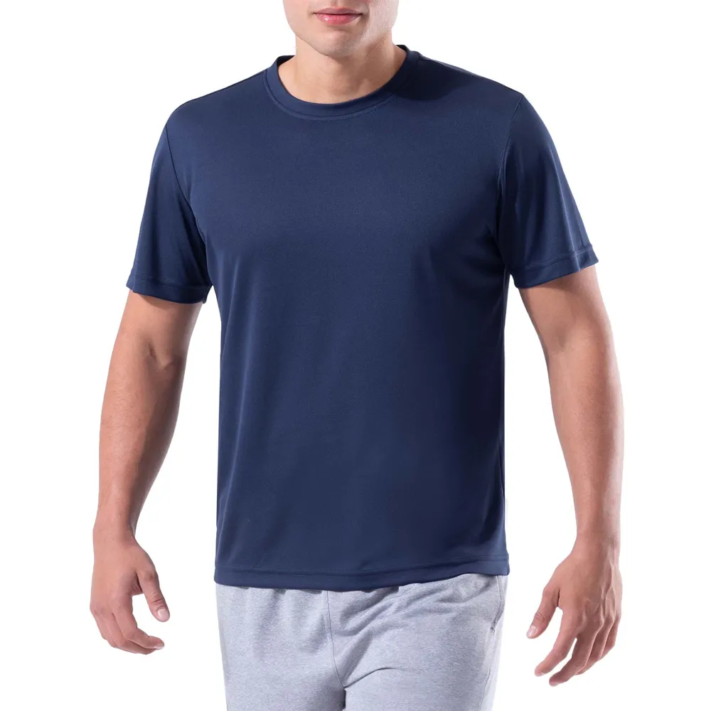 Camiseta masculina de poliéster reciclável de pouco peso/made direto da fábrica de manga curta, produtos mais vendidos da moda