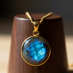 Personnalisable 925 Sterling Silver Dainty Chain 18K Gold Drop Shape Pendant Bohemian Natural Labradorite Healing Crystal Fashion - Product Image 5