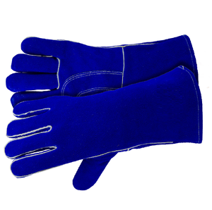 ถุงมือเชื่อมหนังถุงมือช่างเชื่อมสีน้ำเงิน, ถุงมือช่างเชื่อมหนังไหล่ถุงมือเชื่อมถุงมือหนังขนาดใหญ่ทำด้วยเคฟลาร์ - Product Image 4