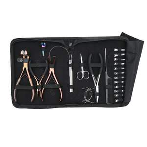 Hair <b>Extension</b> Tools Kit Tape Applicator Pressing Equality Micro <b>Bead</b> Crimping & Removal Flat Tip Crimper Loop Hook & Clips - Product Image 1