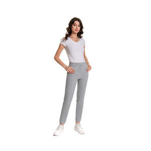 Pantaloni a tubino elasticizzati da donna a vita media, vestibilità slim, lunghezza alla caviglia, rosso vibrante - Product Image 2