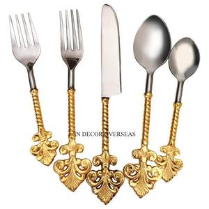 Arte creativo moderno Totalmente de alto grado Chapado en oro Calidad Premium Metal Hecho Pluma Diseñador Cuchara Mango Cubiertos Suministros - Product Image 2