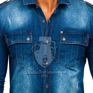 เสื้อเชิ้ตยีนส์ผู้ชายทรงปกติ สไตล์ลำลอง มีกระเป๋าหน้า รับทำโลโก้และดีไซน์ เสื้อผ้าลำลองสั่งทำ - Product Image 5