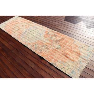 พรมตุรกีวินเทจ ขนาด 2.7x9.3 ฟุต (81x283 ซม.) ลายสัตว์สีส้มน้ำเงิน - Product Image 2