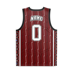 Camiseta Deportiva Healy Color Borgoña con Franja Vertical y Logotipo de Dibujos Animados en el Borde Lateral, Ligera, Transpirable, de Malla, para Juego o Deporte - Product Image 2