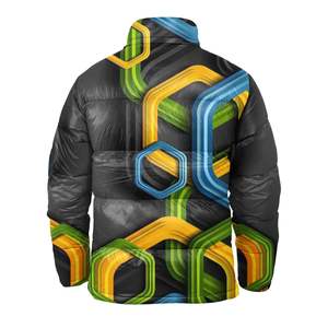 Chaqueta Acolchada con Cierre de Moda para Hombre, Estampado por Sublimación Completo, Manga Larga, Cuello Alto, Ligera - Product Image 4