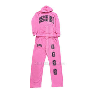 ชุดวอร์มแฟชั่นใหม่สำหรับผู้ชายชุดวอร์มวัสดุหนาสีพื้นออกแบบโลโก้ได้ตามต้องการ - Product Image 6