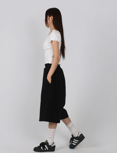 กางเกงขาสั้นเบอร์มิวดาผ้าฝ้ายหนาแบบจีบสองชั้น ยูนิเซ็กซ์ ทรงหลวม สวมใส่สบาย ไซส์ใหญ่ ผลิตในเกาหลี - Product Image 3