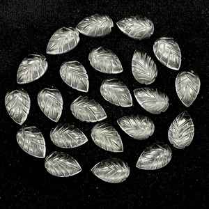 Perles en cristal de quartz naturel transparent en forme de feuille, 14 mm, sculptées à la main, briolette, breloques en forme de feuille - Product Image 5