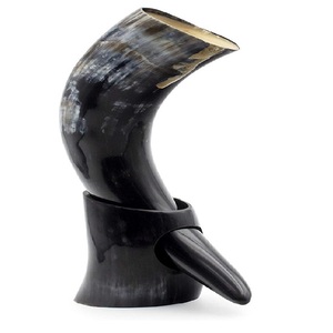 Cuernos para Beber de Material Orgánico Pulido Estilo Vikingo Ecológicos al por Mayor con Soporte de Cuero Hechos a Mano para Hidromiel - Product Image 4