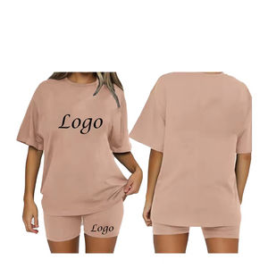 Ensemble 2 pièces de haute qualité T-shirt pour femme avec short Logo personnalisé Ensemble uni pour femme Vêtements décontractés Service OEM - Product Image 3