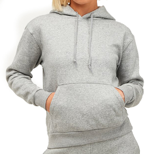 连帽衫超大号女式秋季纯色宽松连帽衫街时尚毛衣套头衫连帽衫 - Product Image 1