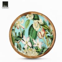 Support à gâteau en bois moderne et élégant avec motifs en émail Plateaux décoratifs pour servir lors des rassemblements de fêtes de mariage Diwali du Ramadan