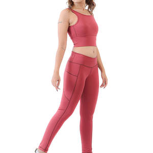 En Stock, Hecho en Pakistán, Conjunto de Yoga para Mujer, Ropa Casual, Logotipo Frontal Sólido, 2 Piezas, Secado Rápido, Transpirable, Precio Bajo - Product Image 4