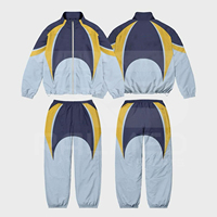 Ensemble de survêtement décontracté tendance coupe-vent uni avec logo personnalisé imprimé numériquement, veste et pantalon deux pièces 100 % coton