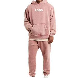 2025 New Arrival Unisex Cotton Acid Wash Hooded Tracksuit Printed Flared Joggers Breathable Fleece <b>Sweatpants</b> <b>Set</b> - Product Image 1