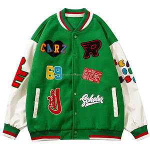 Nouvelle veste universitaire tendance à la vente chaude, broderie en chenille personnalisée, couleurs vibrantes, corps en laine, manches en cuir, design tendance, écologique - Product Image 5