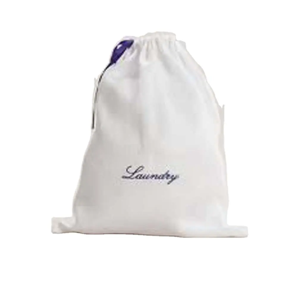 Le borse di promozione lavabili della lavanderia del cotone all'ingrosso personalizzano la borsa della biancheria della stampa della tela di cotone lavabile durevole della lavanderia dell'hotel