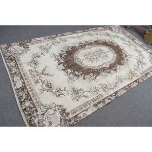 Vintage Turkish Large Rug 5.1x8.9 ft, <b>Brown</b> Camouflage Rug <b>Wool</b> - Product Image 2