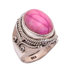 Bagues en sujilite rose naturelle, bijoux indiens, vente en gros, bagues en argent sterling 925 faites à la main, fournisseurs de bagues en argent fin - Product Image 1