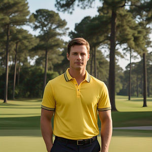 เสื้อโปโลแขนสั้นระบายอากาศลายทางสำหรับผู้ชายเสื้อกอล์ฟเสื้อโปโลผู้ชายสไตล์สตรีทเสื้อโปโลน้ำหนักเบา - Product Image 4