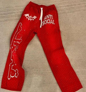 Pantalones de chándal de cintura con cordón de diamantes de imitación de peso pesado French Terry 100% algodón con estampado DTG personalizado - Product Image 3