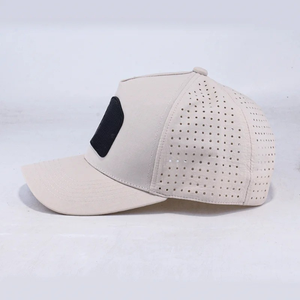 Logotipo de parche de goma personalizado, de 5 paneles gorra de béisbol, gorra deportiva impermeable, gorra de Golf perforada, gorras de Golf con agujero de corte láser, ala curva - Product Image 3