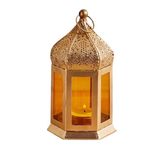 Linterna colgante de estilo marroquí de latón y vidrio rojo vintage, linterna decorativa islámica hecha a mano para el hogar, característica sin llama - Product Image 4