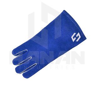 ถุงมืองานเชื่อม MIG หนังวัวเม็ดสีฟ้าทนความร้อนกันลื่นยาว - Product Image 5