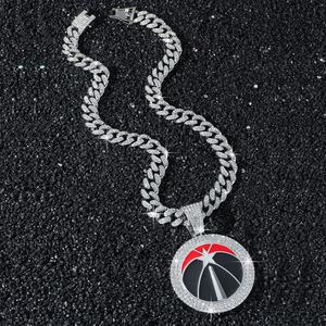 Colgante de Lujo de los Toronto Raptors, Chapado en Oro de 14K o Rodio sobre Plata de Ley, con Forma de Balón y Moissanita, Estilo Hip-hop - Product Image 4