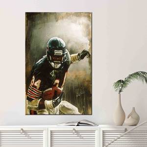 Toile imprimée : Art de Walter Payton pour les fans de football américain, encadrée et prête à être accrochée - Product Image 1