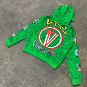 Custom High GSM French Terry Graffiti Sudadera con capucha Impresión completa con diamantes de imitación para hombres High GSM Hoodie French Terry Hoodie - Product Image 5