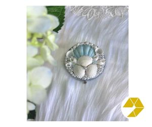 Miroir coquillage artisanal Vietnam coquillages naturels Mini miroir coquillage Portable pour décor de plage Chic côtier offre exclusive - Product Image 3