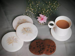 Elegant Marble Coasters with <b>Mother</b> of Pearl MOP Inlay Work Perfect for Dining Coffee Tables and Luxury Home Decor - Product Image 6