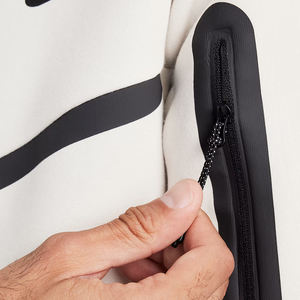 Sweat-shirt à capuche Windrunner pour homme 100% coton avec fermeture éclair complète Sweat-shirt coupe-vent à poche Manches utilitaires Techniques d'appliques brodées Automne - Product Image 5