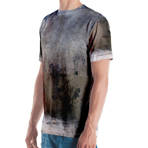 OEM Retro 100% algodón de peso pesado de los hombres de gran tamaño de la camiseta ácido lavado Vintage logotipo personalizado DTG Impresión de talla grande de BD - Product Image 3