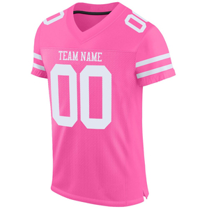 Nom et numéro de l'équipe personnalisés de couleur rose et blanche personnalisée Maillot de football américain Vêtements de sport personnalisés Maillot de sublimation en polyester - Product Image 3