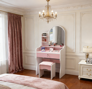 Mesa de tocador plegable superventas que ahorra espacio, mesa de maquillaje con almacenamiento a prueba de polvo para sala de estar pequeña - Product Image 4