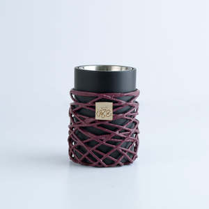 Quemador Bakhoor de madera negro hecho a mano con envoltura de hilo beige soporte de incienso árabe con taza de metal - Product Image 4