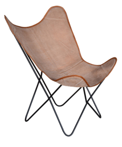 Fauteuil papillon moderne en cuir, design capitonné, cuir véritable, cadre en fer, durable, écologique, pour la maison, le bureau, le salon, luxe - Product Image 1