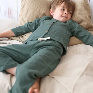 Pijamas de algodón orgánico para niños, pijama de muselina, conjunto para niños, pijamas para niños, ropa de dormir de algodón para niños, ropa de dormir para niños