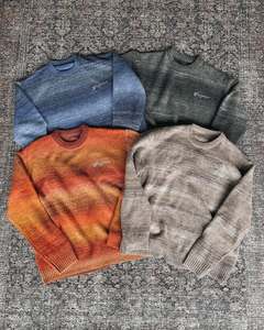 Suéter Personalizado OEM de Invierno con Cuello Redondo, Antiarrugas, Hombros Caídos, Manga Larga, Jacquard a Rayas Degradado, para Hombre - Product Image 1